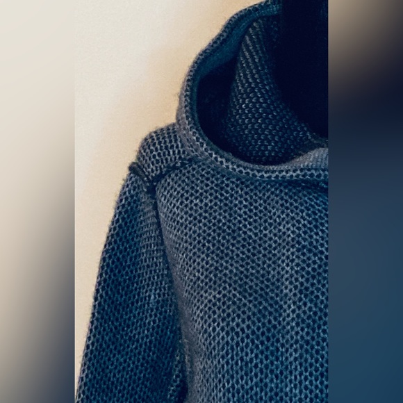 360 Sweater Open Cardigan Sz Small Wool Cashmere Blend Grey Black Hood Stitching - Picture 3 of 16